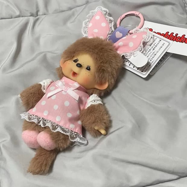 몬치치 해외판 토끼 핑크 도트 원피스 키링