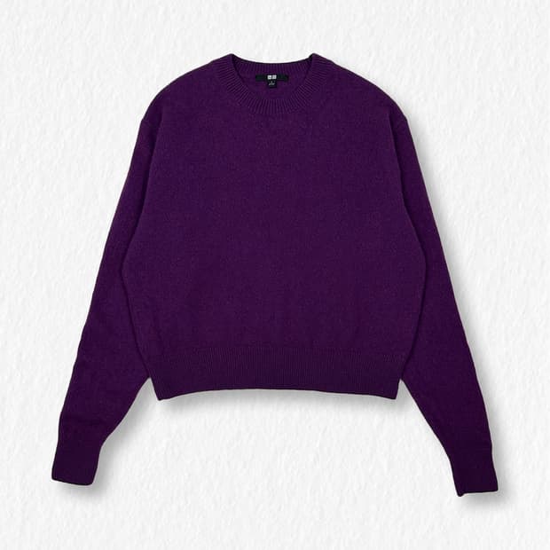 유니클로 울 100% 니트 퍼플