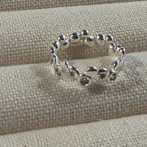 새상품 여성 신주 은도금 투패턴 반지