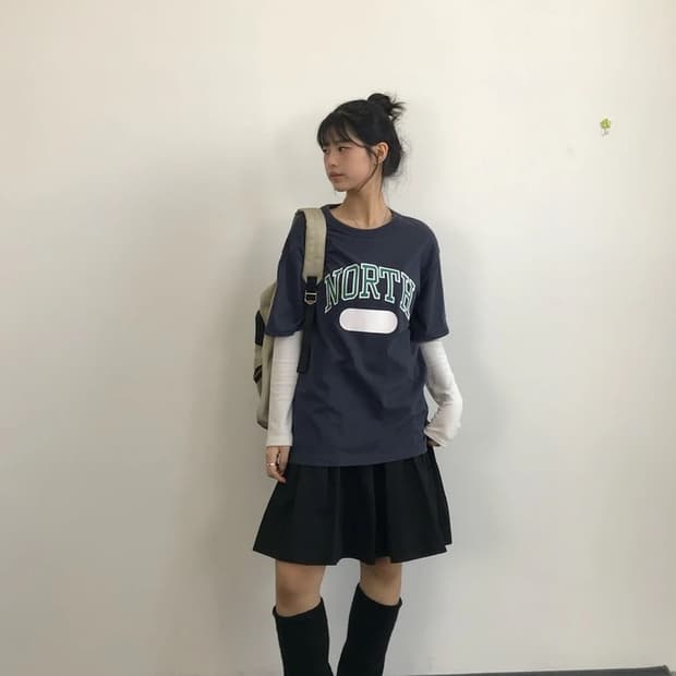 Champion North College Logo Navy Tee