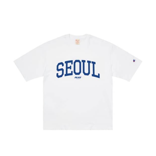 24SS 팔라스 X 챔피온 서울 반팔 티셔츠 화이트 블루