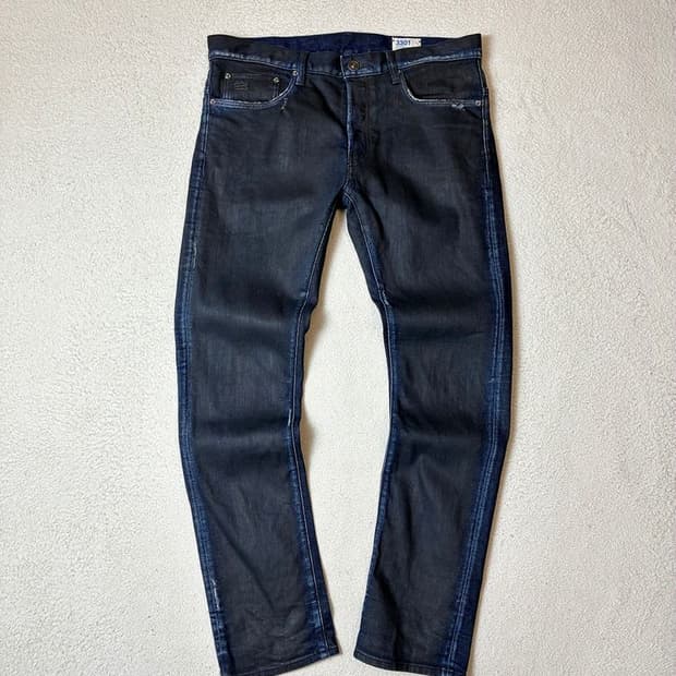 지스타로우 3301 왁스드 스트레이트 데님 팬츠 PN7939