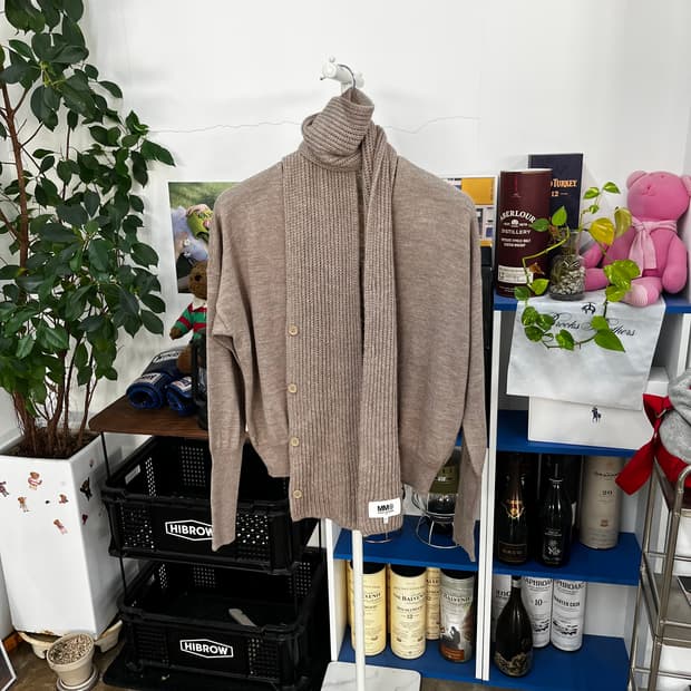 MM6 메종마르지엘라 머플러 레이어드 가디건 S