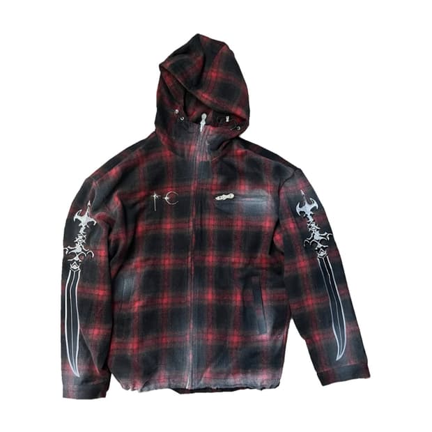 [3] 떠그클럽 아랍 소드 플란넬 후드 집업 레드