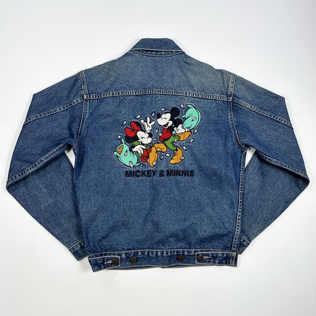 90s 빈티지 디즈니 미키마우스 자수 데님자켓 S