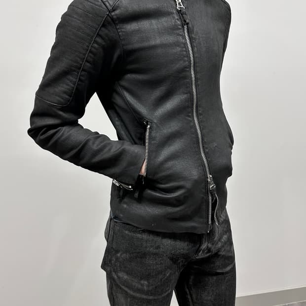 아르마니 코팅 코튼 바이커 자켓