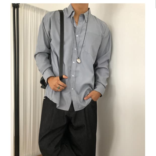 새상품 그레이블루 스웨이드 셔츠 L(100)
