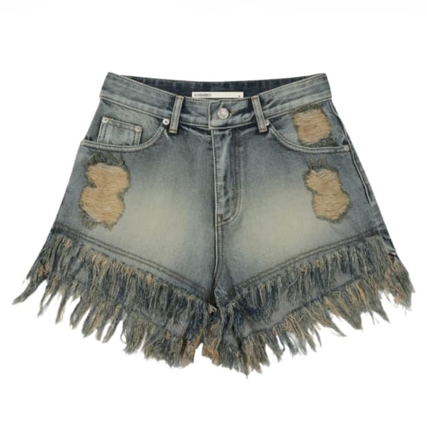 보헤미안서울 23ver damage washing shorts blue 