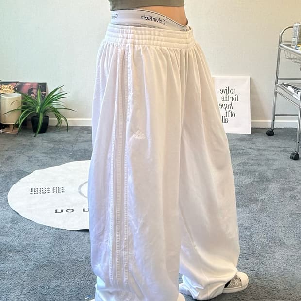 90s ADIDAS 올드스쿨 화이트 져지트랙팬츠