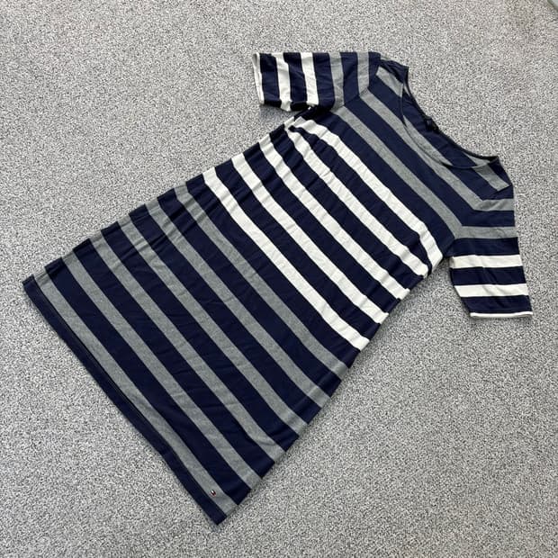 L 타미힐피거 스트라이프 반팔 원피스 0401J