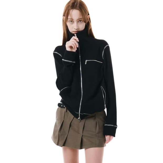 세릭 하이넥 스티치 후드집업