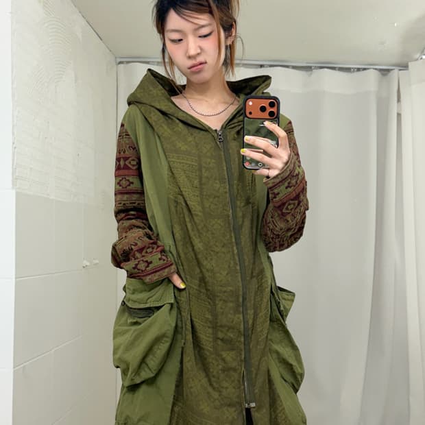 Free People 보헤미안 히피 태피스트리 패턴 야상 자켓