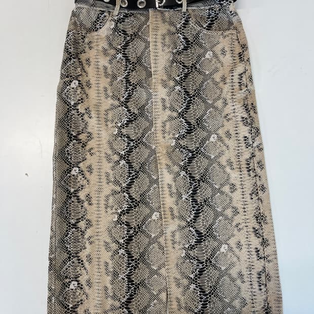 자라 스네이크 파이톤 스커트 베이지/블랙 M