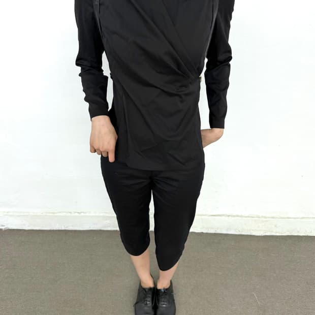 Black Back open drape blouse