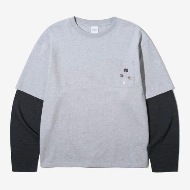 어반스터프 버튼 뱃지 레이어드 롱슬리브 (멜란지)