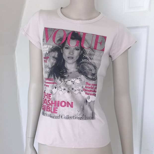 Kate Moss Magazine Print T-Shirt
