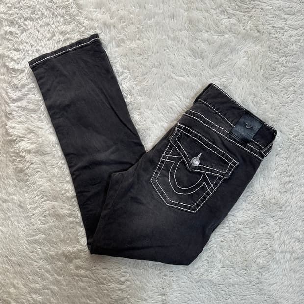 트루릴리젼 블랙 워싱 청바지 32