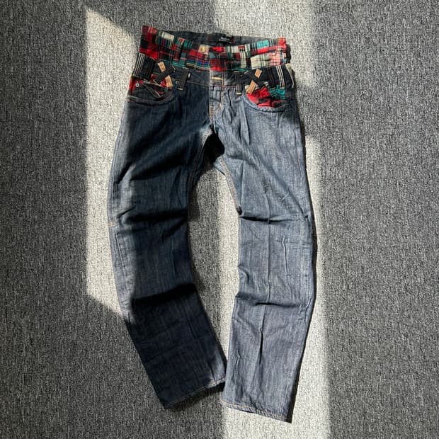 jpn 빈티지 더블 웨이스트 데님 팬츠 