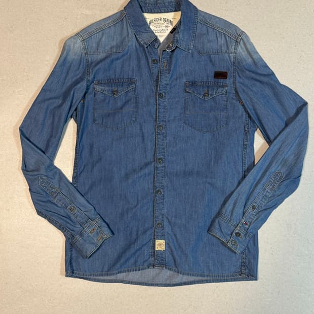 타미힐피거 페이딩 데님 셔츠 M