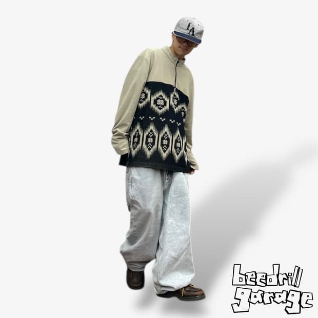 코오롱 패턴 플리스 반집업