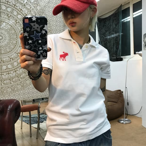 아베크롬비 자수 반팔 카라티