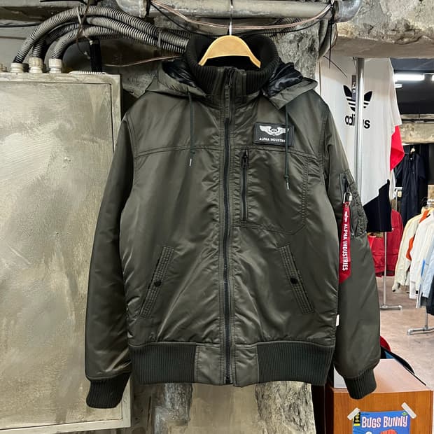 알파인더스트리 후드 ma1 항공점퍼 카키 M #csz1761 