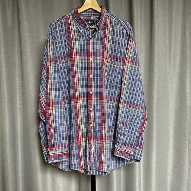 빈티지 90s 폴로 랄프로렌 시어서커 빅셔츠 XL
