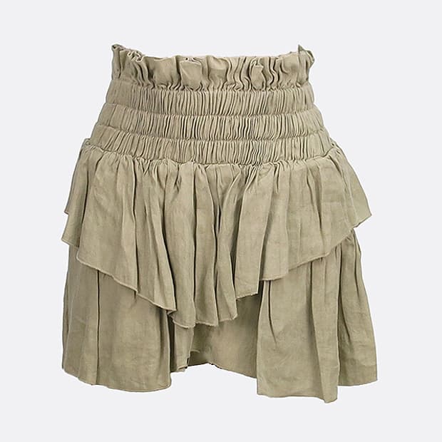 이자벨마랑 스모크 러플 미니스커트 카키