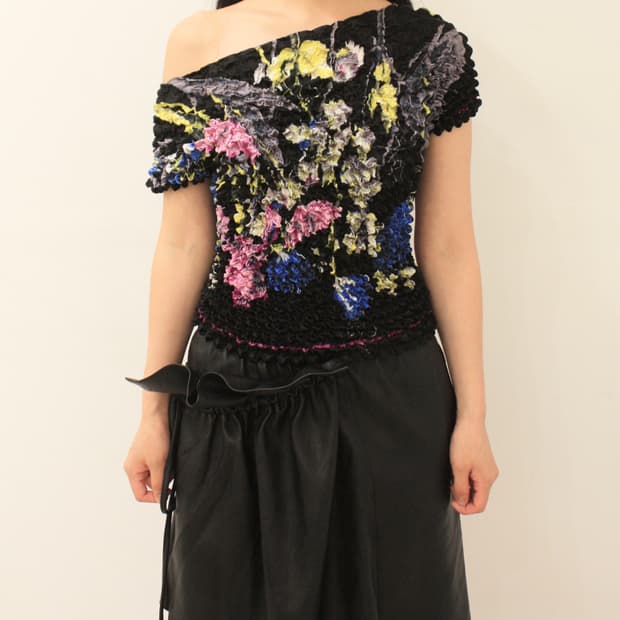 floral pattern popcorn t-shirt