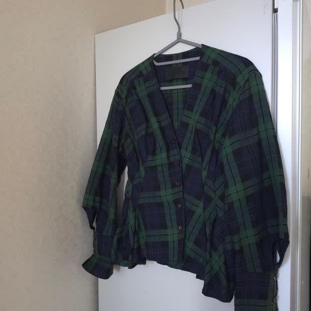 럭키슈에뜨 면 체크 블라우스