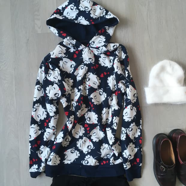jpn vintage bettyboop printing hood 