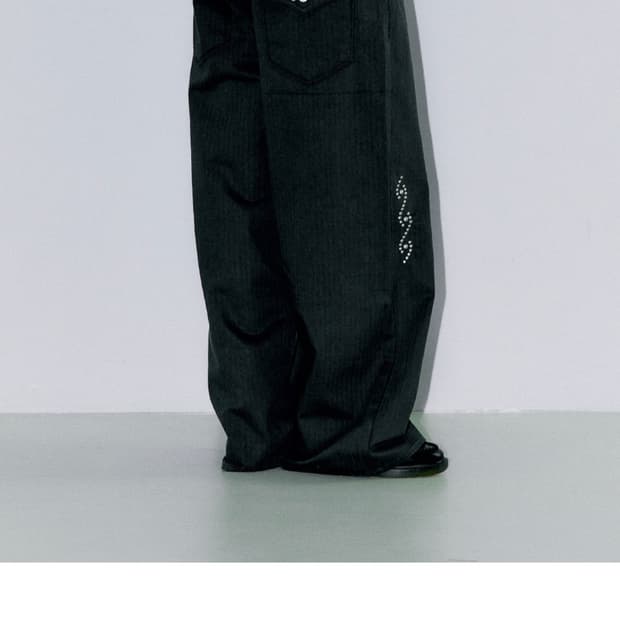 오피쉬 STUDDED ORNAMENT PANTS, CHARCOA 