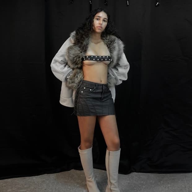 604service faux fur suede coat