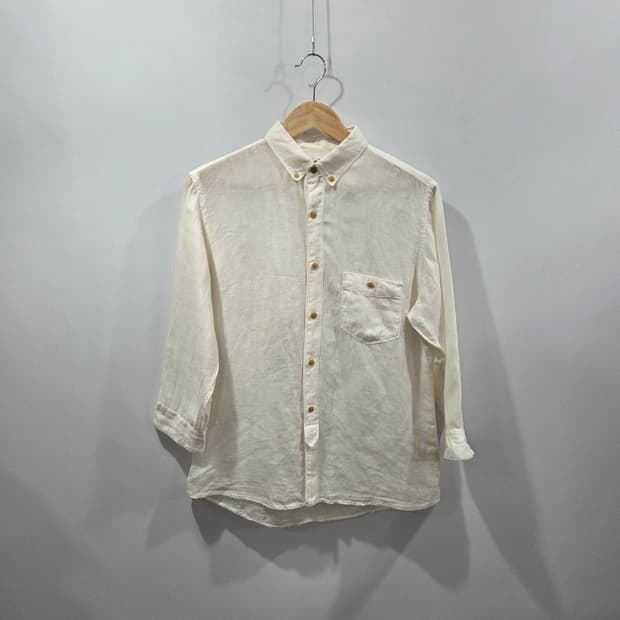 JS Homestead 버튼다운 린넨 7부 셔츠 L