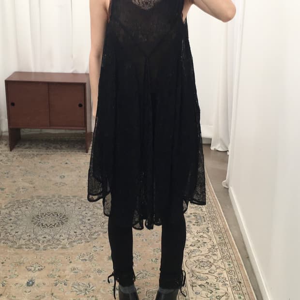 블랙 시스루 나시원피스