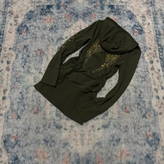 Egoist y2k khaki bizz wings hoodie