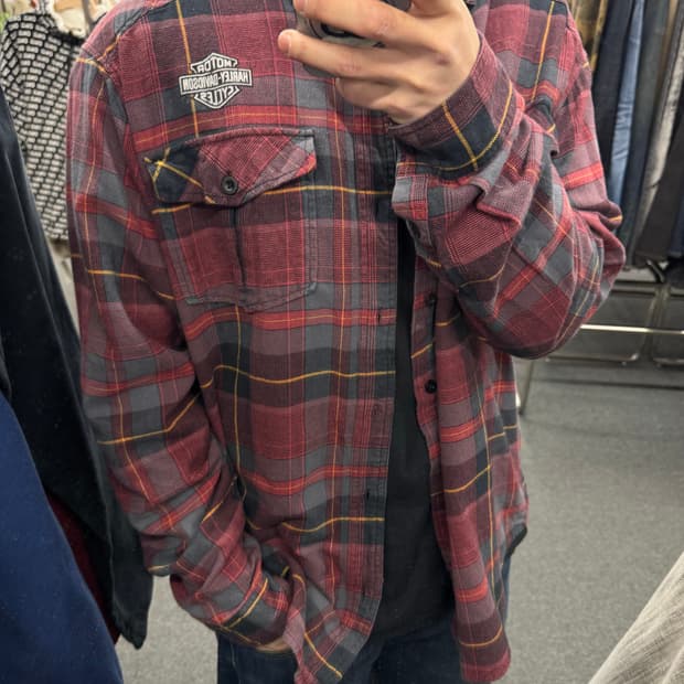 XL)할리데이비슨 vintage 레드 타탄체크 긴팔셔츠