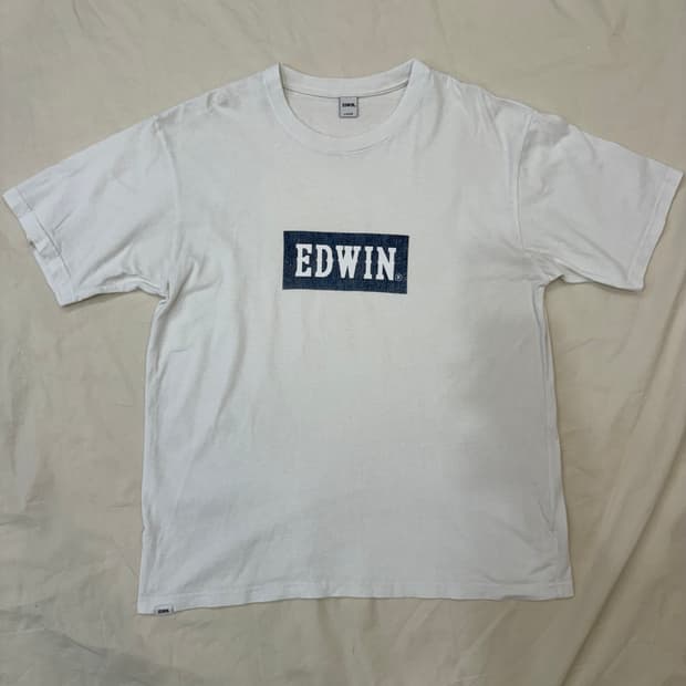 EDWIN 데님 로고 반팔 티셔츠