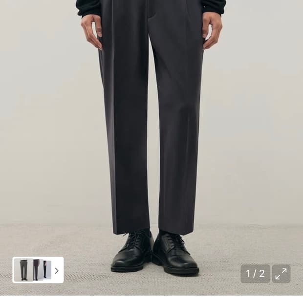 (새상품)(L) 드로우핏 원턱 밴딩 테이퍼드 슬랙스 [BLUE GREY]