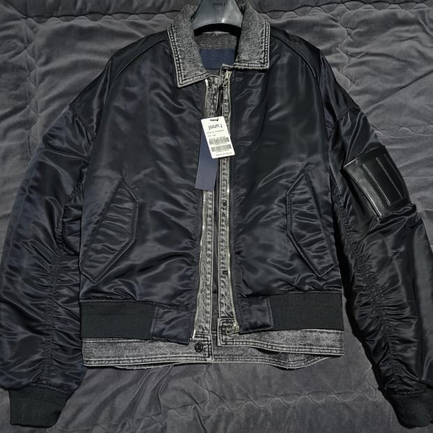 준지 데님 흑청 트러커 ma-1 