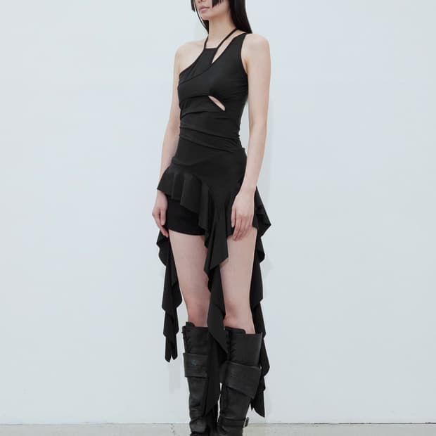 보헤미안서울 러플 미니 드레스 블랙