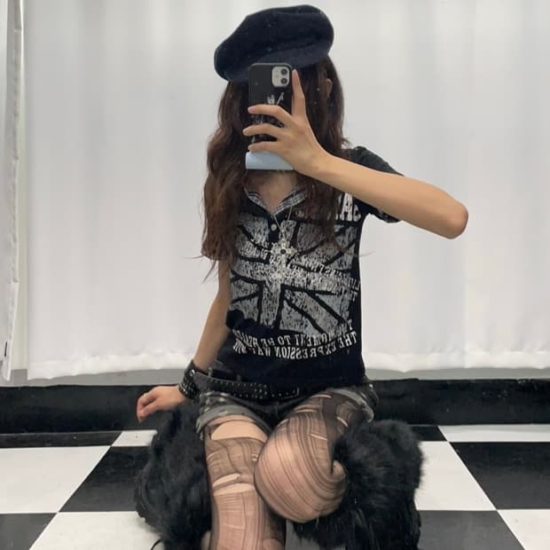 🎸블랙 유니언잭 프린팅 카라 티셔츠🎸
