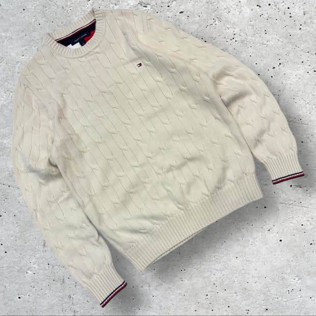 [S] 타미힐피거 케이블 니트 스웨터 아이보리 C287