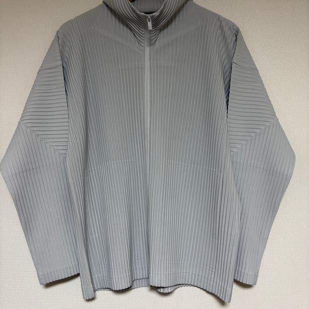 이세이미야케 옴므플리세 하이넥 베이직 집업 자켓 그레이 2 새상품