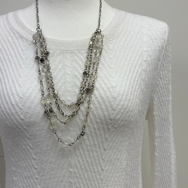 빈티지 실버 레이어드 목걸이
