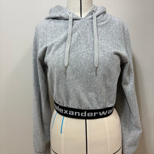 알렉산더왕 alexanderwang 벨벳 크롭후드 그레이