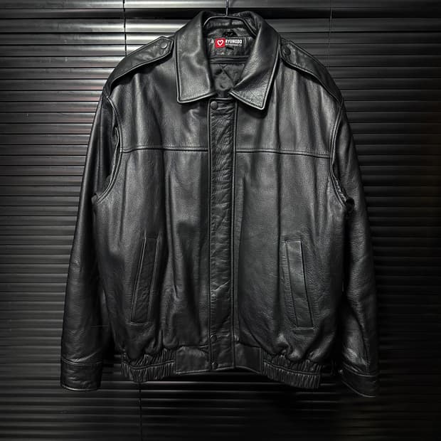 경도 A2 소가죽 가죽 레더 항공 점퍼 L 100 털 블랙 봄버 블루종