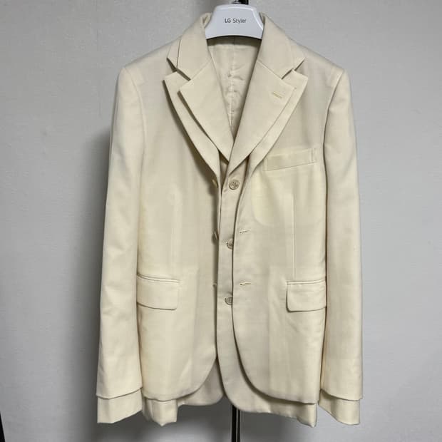 24aw 꼼데가르송 옴므플러스 아이보리 레이어드 자켓 m