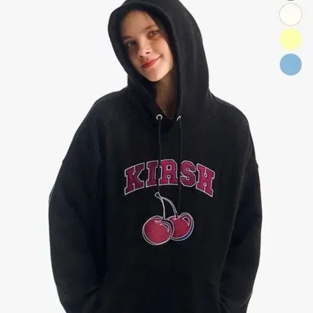 키르시 아치 로고 체리 후드 티셔츠 블랙 