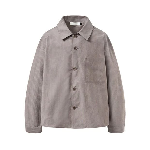 Amomento Stripe Pocket Shirts, Grey L